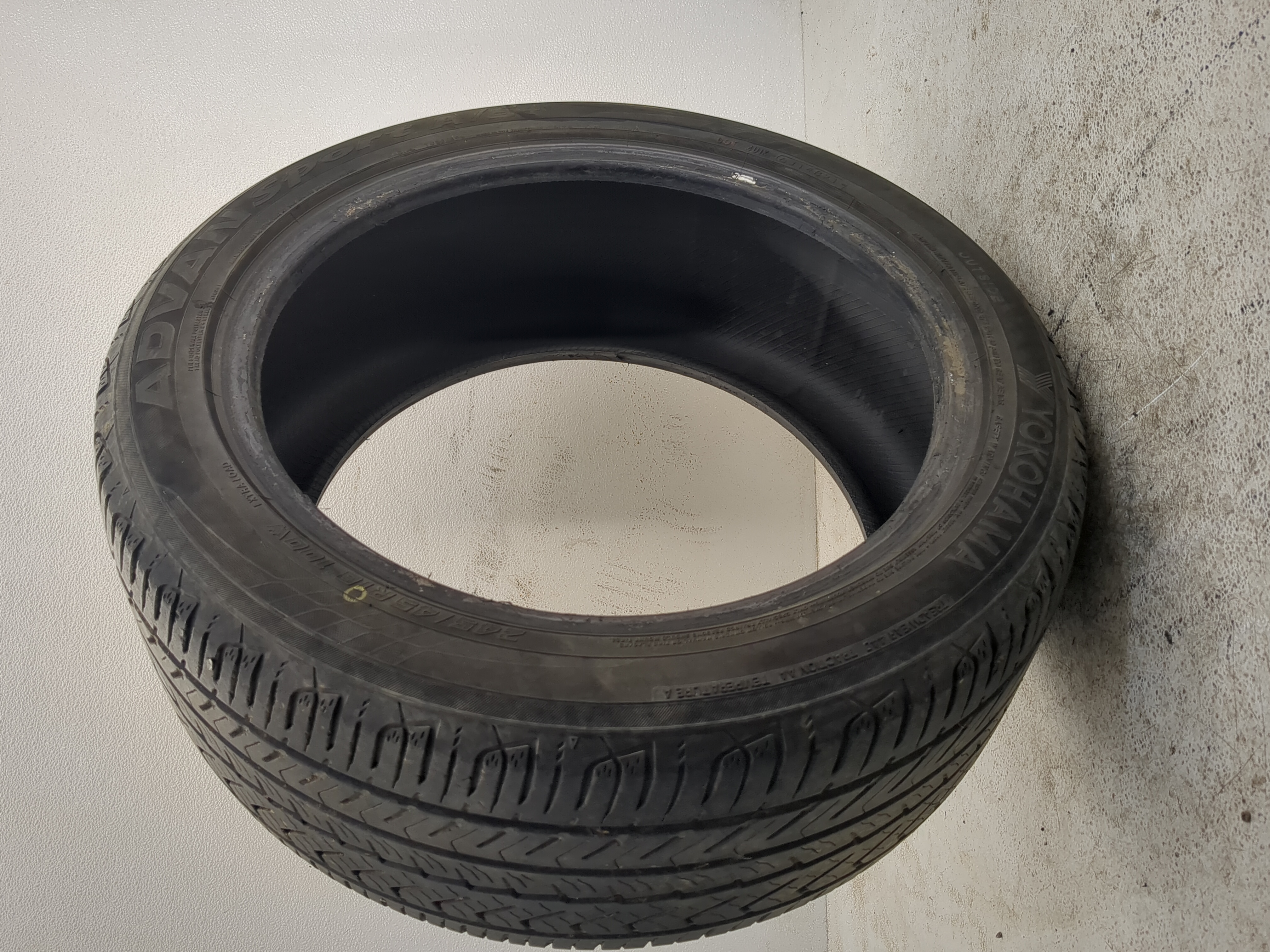 Used Tire 245/45R18 YOKOHAMA ADVAN SPORT AS+ 100W - Tread Depth 8/32 - Oemusedautoparts1.com