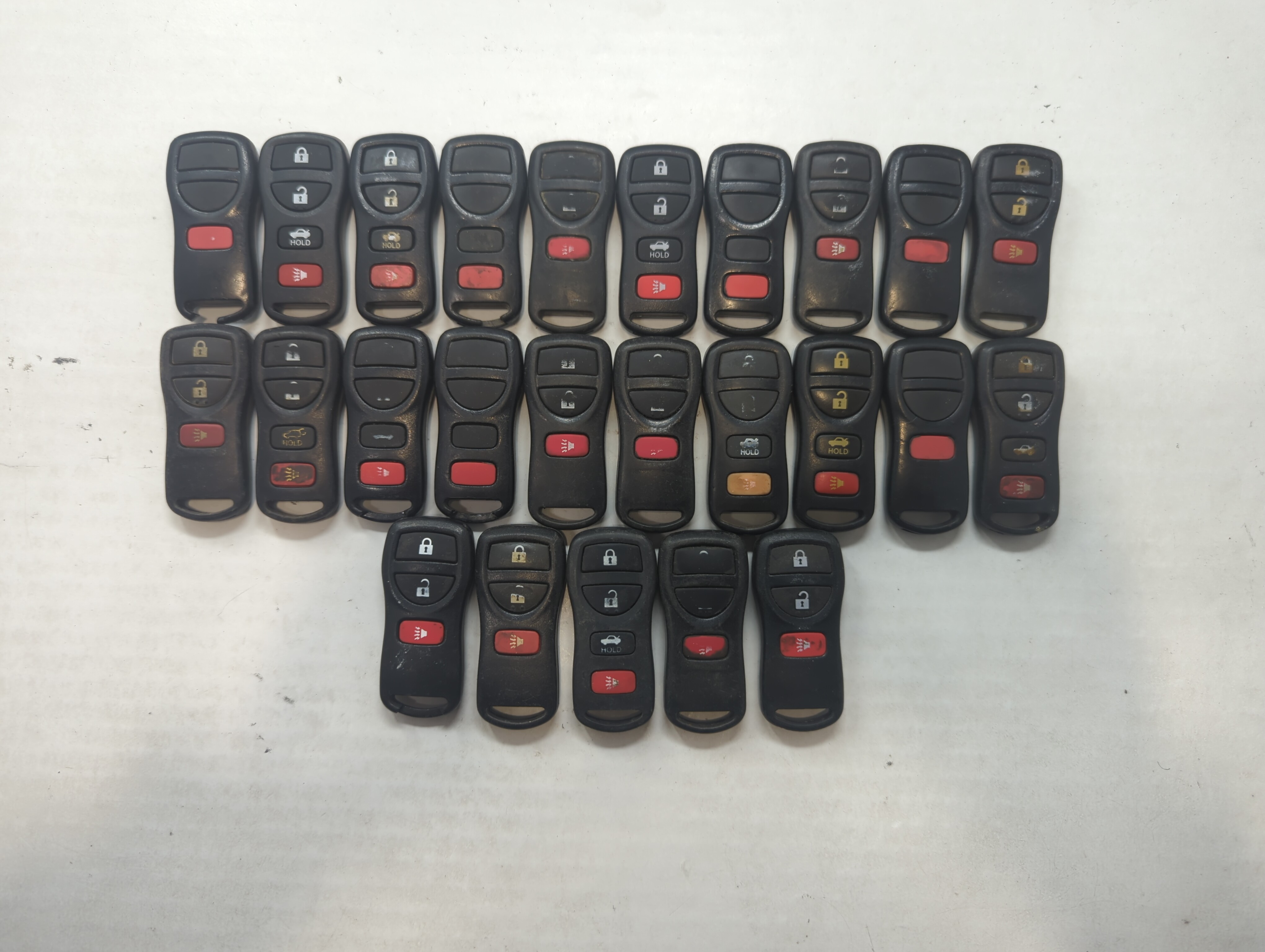Lot of 25 Nissan Keyless Entry Remote Fob MIXED FCC IDS MIXED PART 592593 - Oemusedautoparts1.com